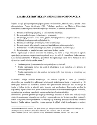 Karakteristike savremenih korporacija