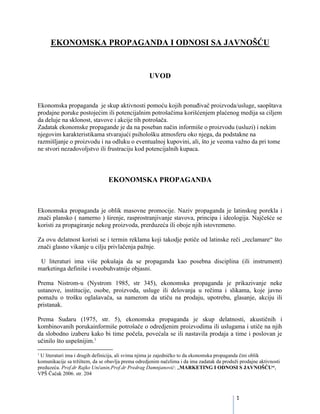 Ekonomska propaganda i odnosi sa javnoscu