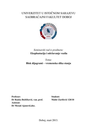 Eksploatacija i odrzavanje vozila – Blok dijagrami – vremenska slika stanja