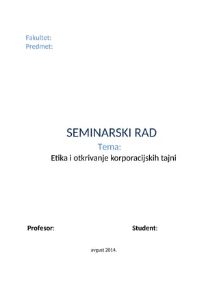Etika i otkrivanje korporaciskih tajni