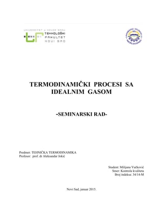 Termodinamicki procesi sa idealnim gasom