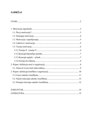 Motivacija, moc i konflikti u organizaciji