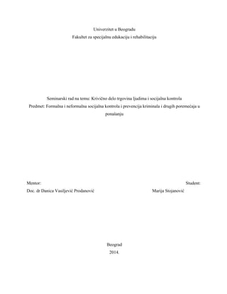 Krivicno delo trgovina ljudima i socijalna kontrola