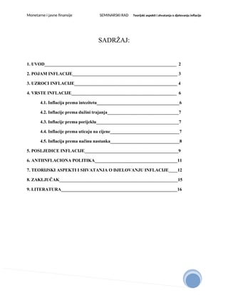 Teorijski aspekti i shvatanja o djelovanju inflacije