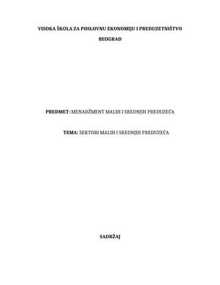 Sektori malih i srednjih preduzeca