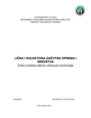 Licna i zastitna odjeca i obuca pri zavarivanju