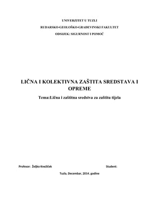 Lična i zaštitna sredstva za zastitu tijela