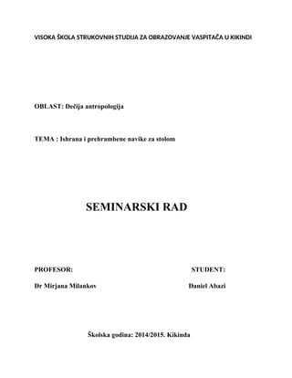 Ishrana i prehrambene navike za stolom