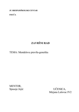 Mendelova pravila – Genetika