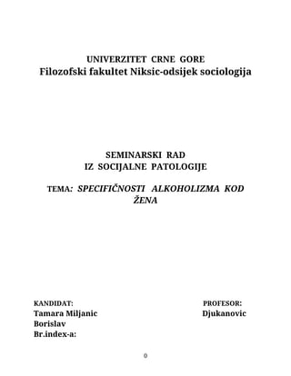 Specifičnosti alkoholizama kod žena