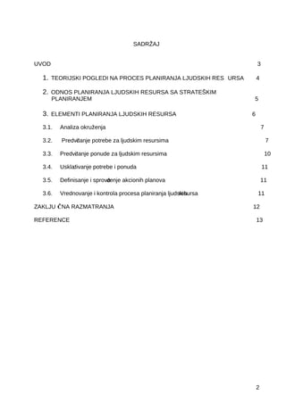 Proces planiranja ljudskih resursa u funkciji strategijskog menadzmenta preduzeca