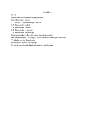 Finansijska analiza poslovanja