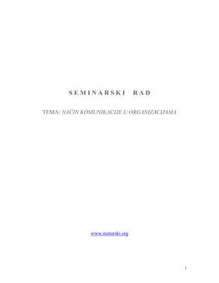 Načini komunikacije u organizacijama