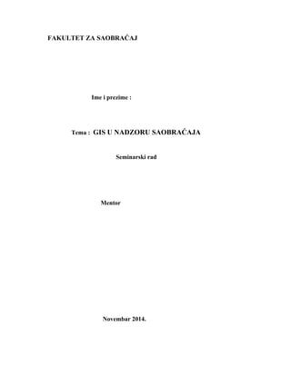 GIS u nadzoru saobracaja