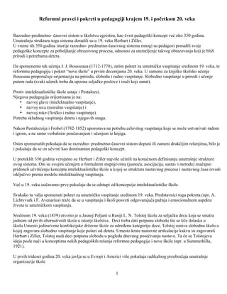 Reformni pravci i pokreti u pedagogiji krajem 19. i pocetkom 20. veka