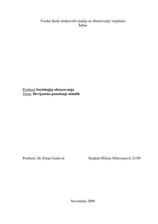 Devijantno ponašanje mladih