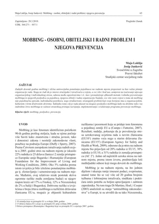 Mobing- Osobni, obiteljski i radni problem i njegova prevencija