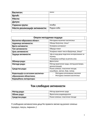 Pisana priprema iz metodike muzickog vaspitanja