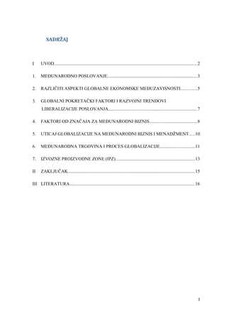 Međunarodno poslovanje u procesu globalizacije