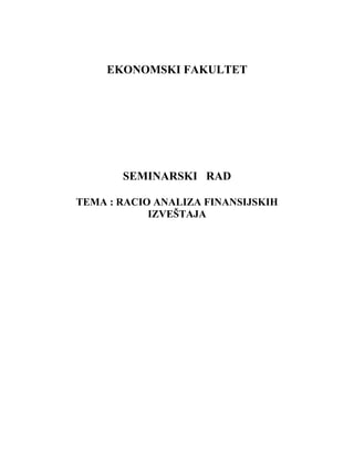 Racio analiza finansijskih izveštaja