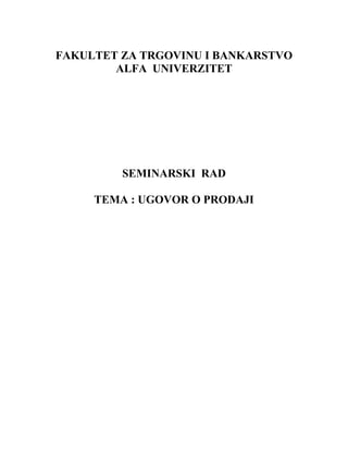 Ugovor o prodaji