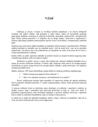 Selekcija i izbor kandidata – Intervju