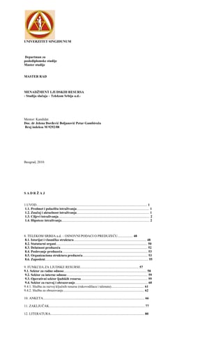 Studija slučaja – Telekom Srbija a.d.