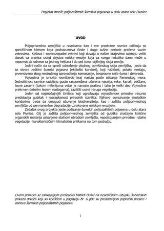 Projekat mreže poljozaštitnih šumskih pojaseva u delu atara sela Pivnice