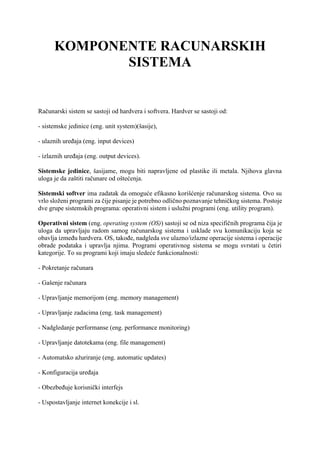 Komponente računarskih sistema