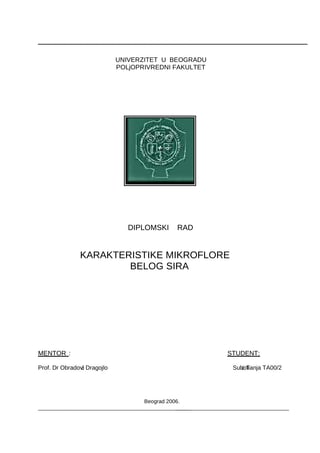 Karakteristike mikroflore belog sira