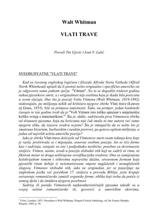 Vlati trave – Walt Whitman