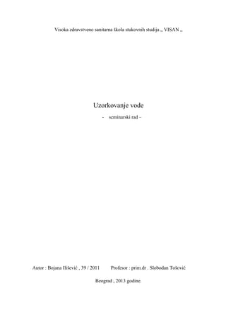 Osobine i uzorkovanje vode