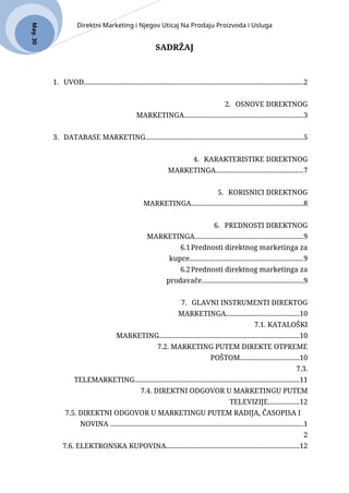 Direktni marketing i njegov uticaj na prodaju proizvoda i usluga