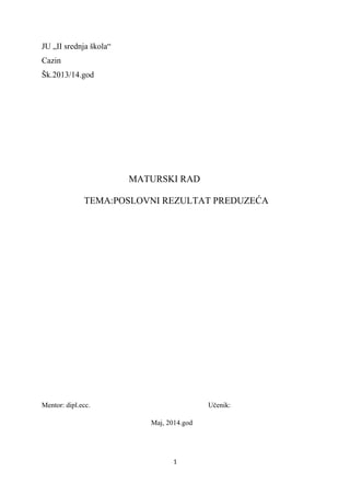 Poslovni rezultat preduzeća