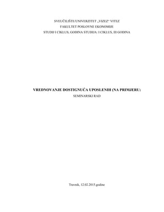 Vrednovanje dostignuća uposlenih