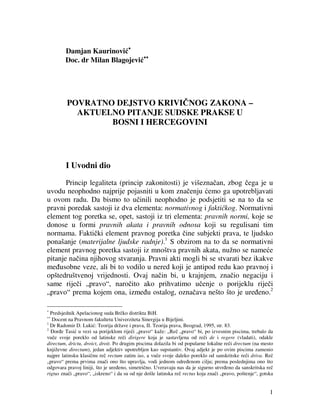 Povratno dejstvo krivičnog zakona – Aktuelno pitanje sudske prakse u Bosni i Hercegovini