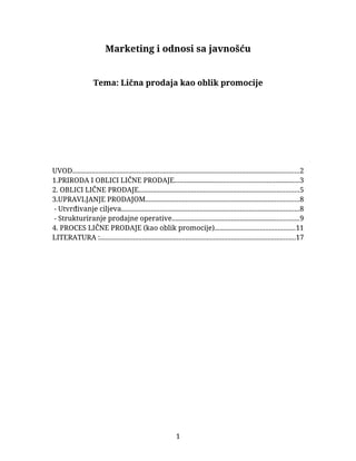 Lična prodaja kao oblik promocije