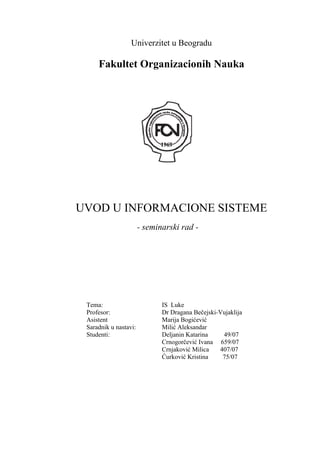 Projektovanje IS Luke