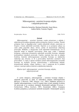 Mikroorganizmi uzrocnici kvarenja mijela