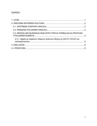 Moguċnost primjene ishrane biljaka u tretiranju sa zaštitnim sredstvima