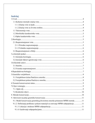 Strategija genetske konzervacije Pančićeve omorike