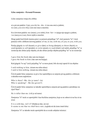 Engleski – Lične zamenice