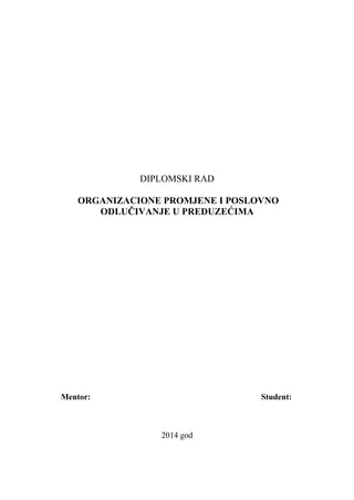Organizacione promene i poslovno odlučivanje u preduzećima