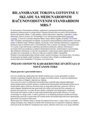 Bilansiranje tokova gotovine u skladu sa međunarodnim računovodstvenim standardom MRS