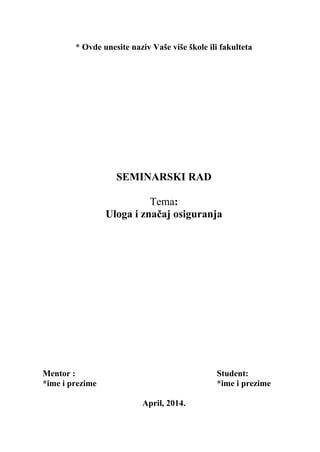 Uloga i značaj osiguranja