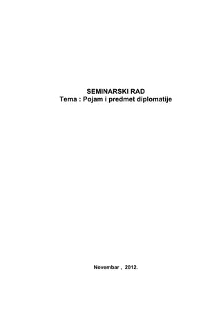 Pojam i predmet diplomatije