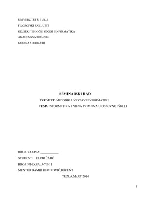 Informatika i njena primena u osnovnoj školi