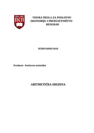 Aritmetička sredina