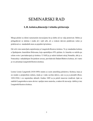 L.R. košnica,dimenzije i tehnika pčelarenja