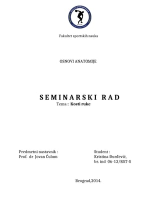 Anatomija – kosti ruke